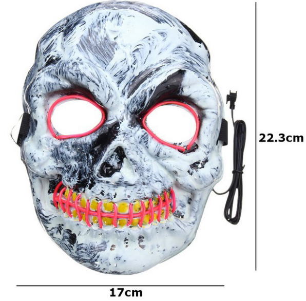 Third supplier view of the light-up skull Halloween mask