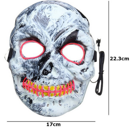 Third supplier view of the light-up skull Halloween mask